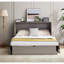 Grand lit convertible avec rangement, matelas en mousse et prise de charge, rangement efficace gris, pointe confortable