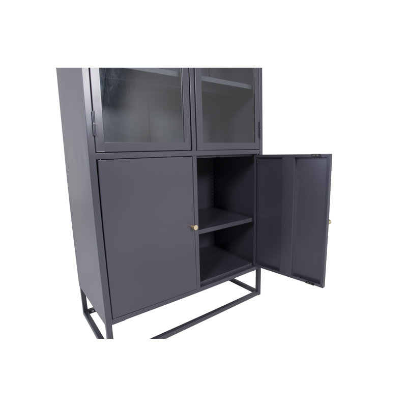 Isiah 190 cm H x 80 cm W Steel and Iron Standard Bookcase, Light Grey