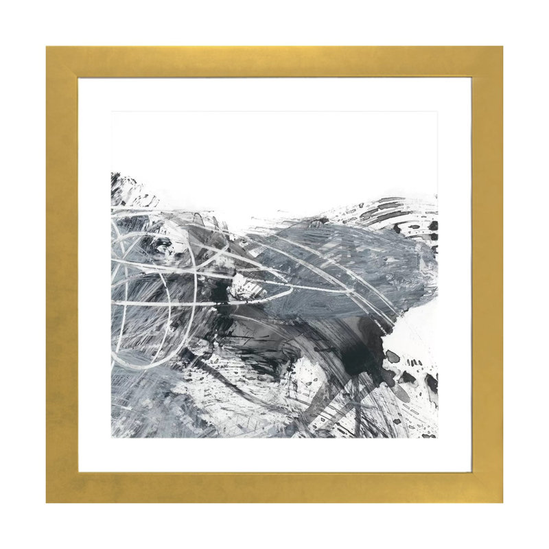 « Scribble out II » par Ethan Harper, reproduction d’art, H 16 po x l 16 po x p 1 po, Papier encadré doré, Blanc