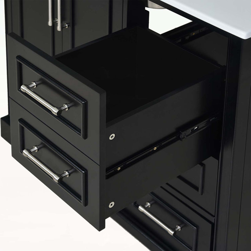 Meuble-lavabo de salle de bain avec rangement excellent et design élégant, Noir