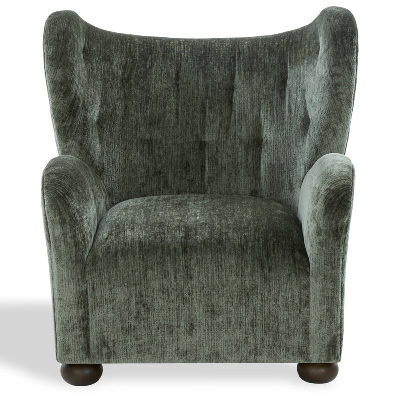 Galloway Wingback Accent Chair, Dark Green Chenille