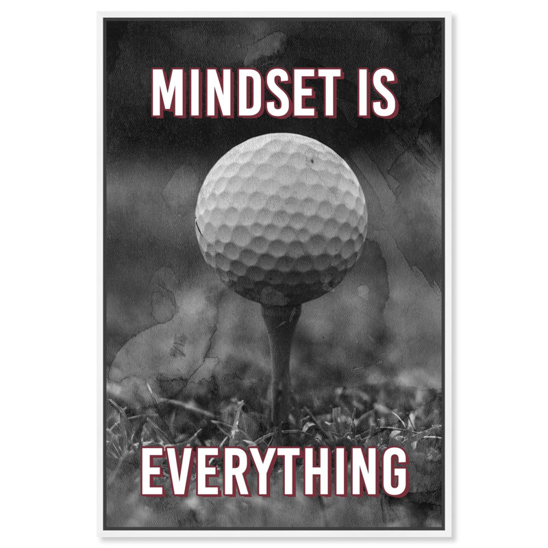 «Mindset is Everything Golf», reproduction d'art sur toile par Notoriart, Cadre blanc, H 16 po x l 11 po