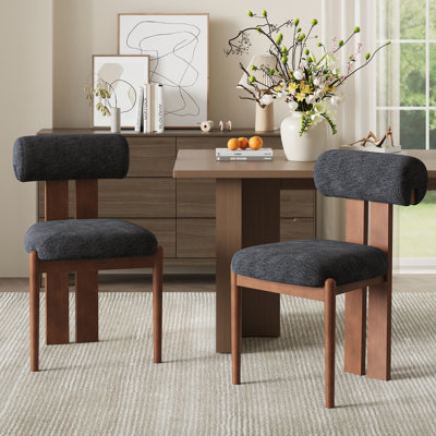 Modern Upholstered Dining Chairs with Solid Wood Legs