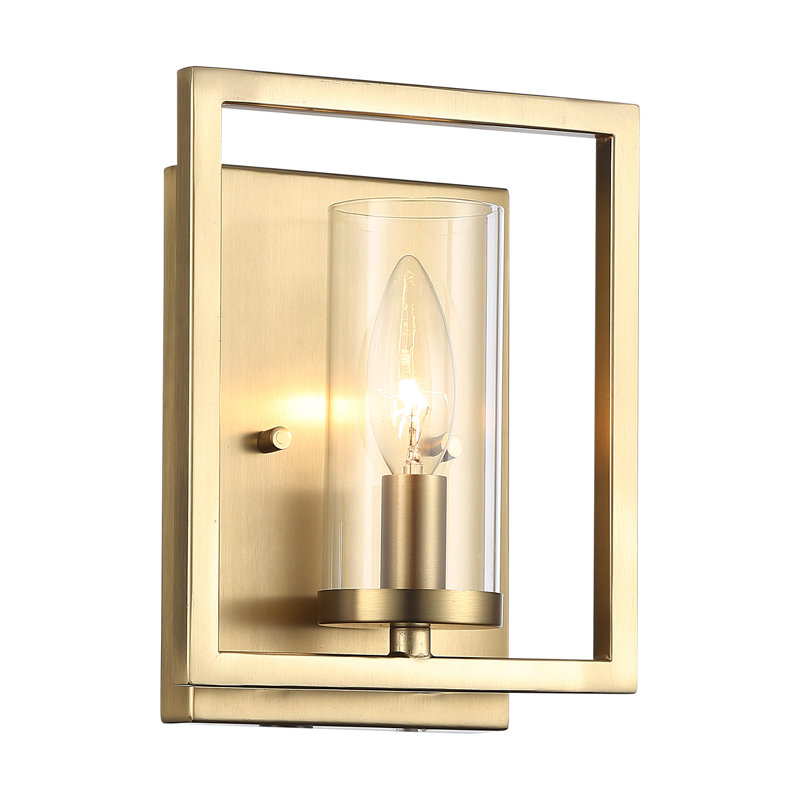 Applique murale 1 lumière Marco en bronze brossé champagne avec verre transparent