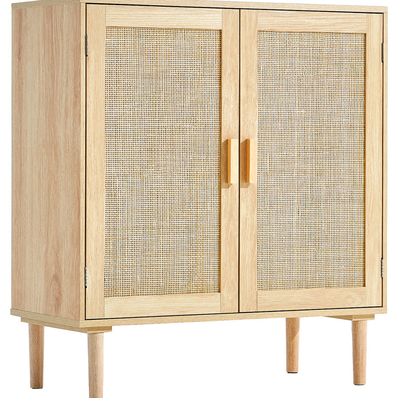 Buffet naturel avec tablettes réglables et esthétique rétro, 31,5 pouces, pour le couloir, le rangement ou d'autres pièces