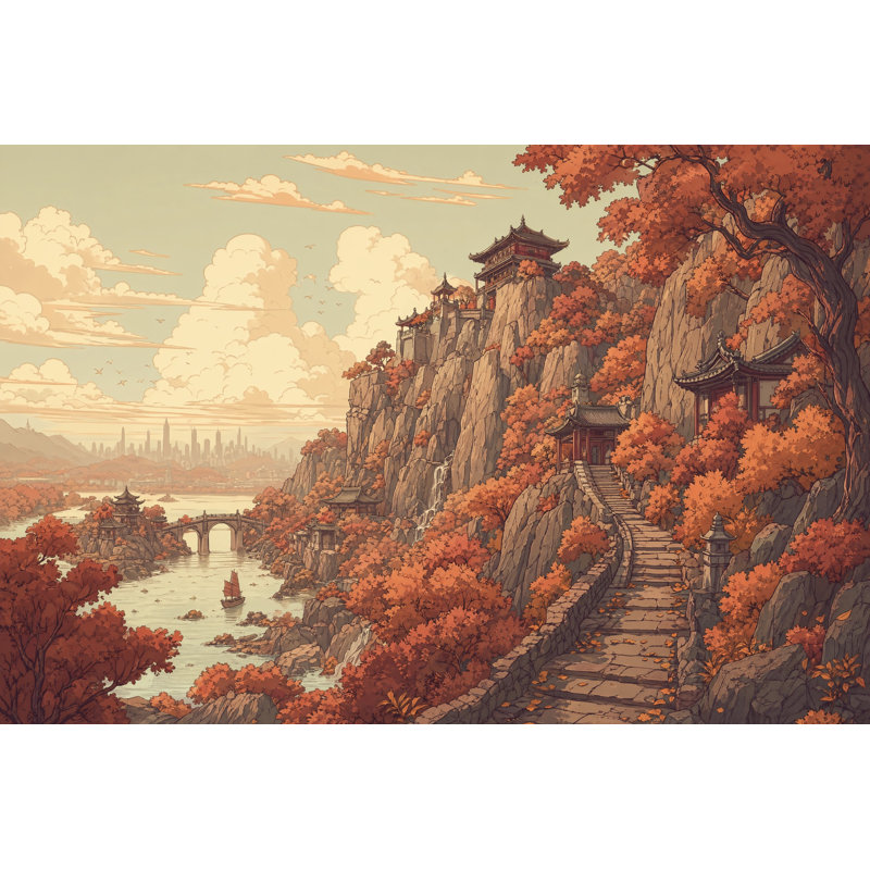 Décoration murale cloison amovible pagode murale, 120 po x 96 po, Non tissé