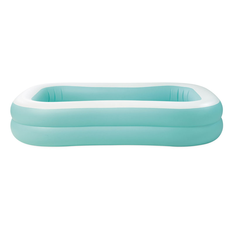 Aqua and White Rectangular Inflatable Family Pool, 90" x 60" x 19"