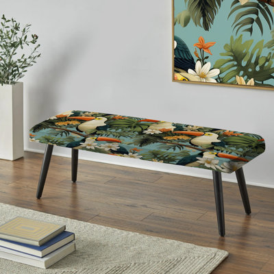 Motif tropical toucan tropical - banc noir rembourré tropical