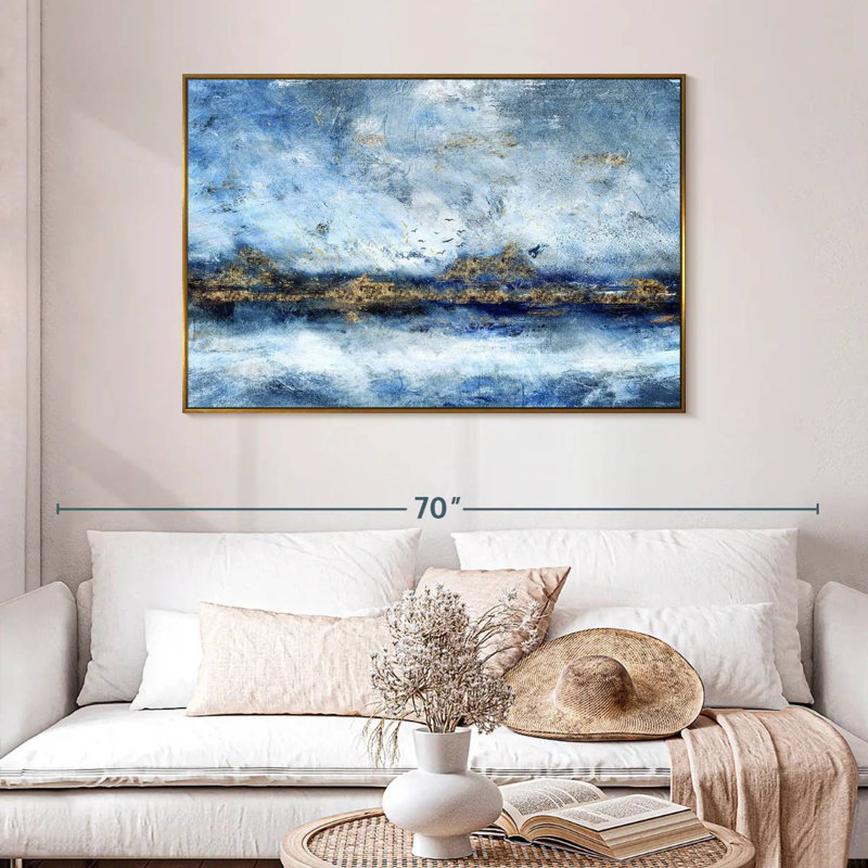 Paysage Clota, 46 po x 31 po, Cadre flottant doré