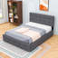 Lit plateforme tapissier 2 tiroirs avec lit gigogne simple TG et tête de lit capitonnée-452596839
