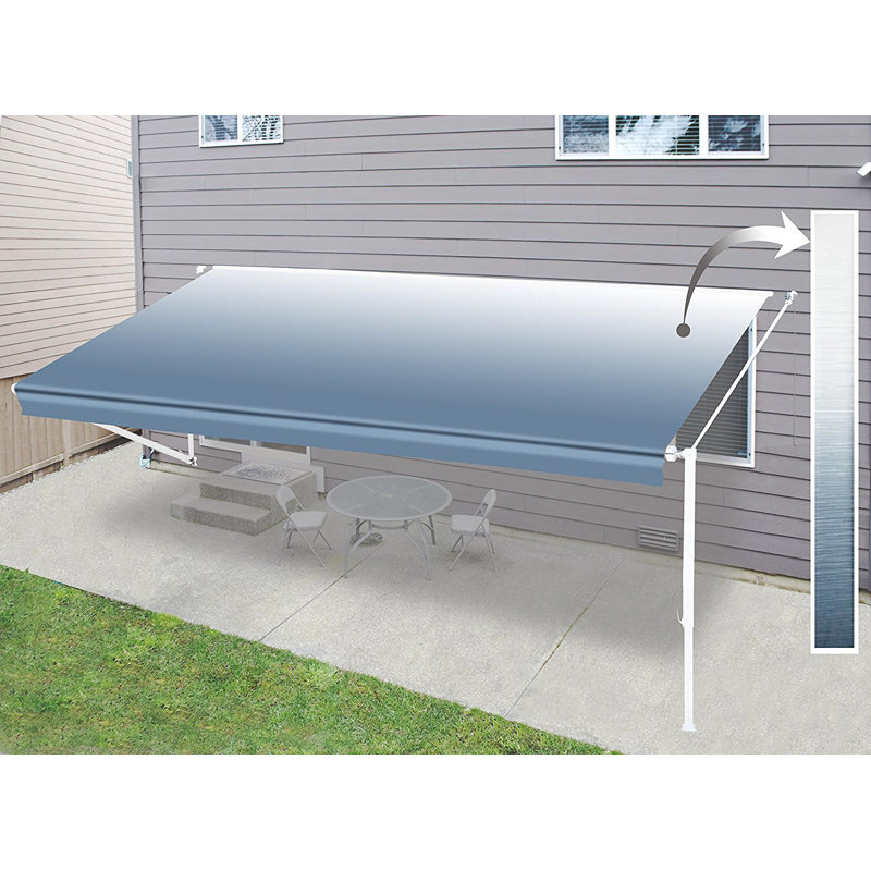 Retractable RV/Patio Awning, Blue, 120" W x 96" D