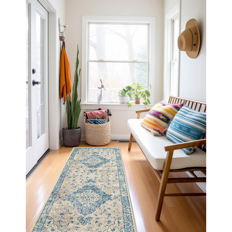 Daria Blue Rug 2'8" x 8'2", Runner 2'8" x 8'2"