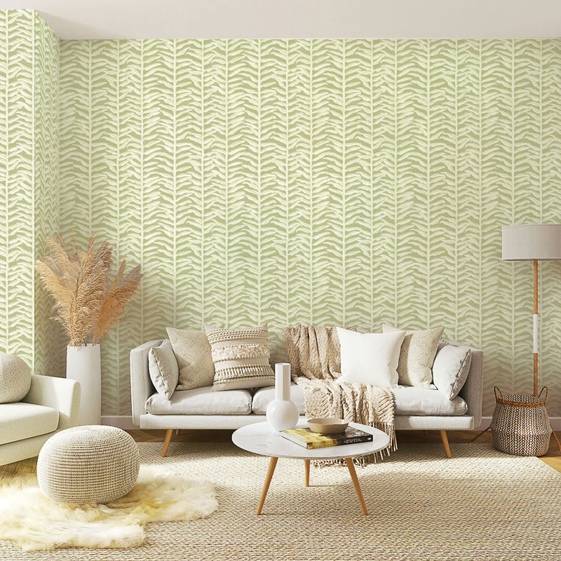 Dagem 16.5' L x 20.5" W Peel and Stick Wallpaper Roll, Matcha Vines