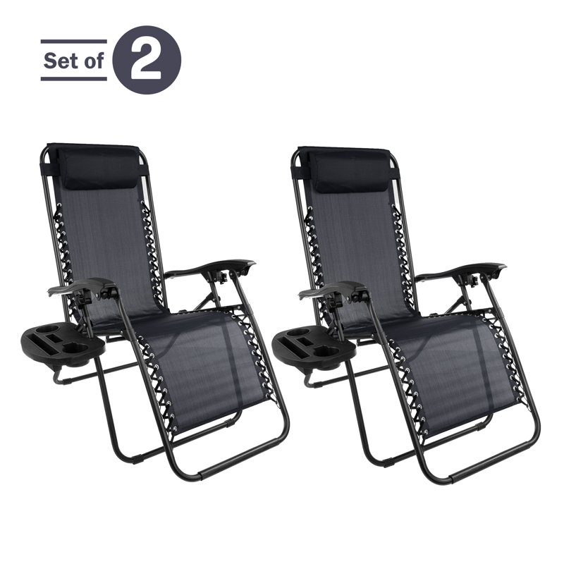 Cadisha 2-pieces Zero Gravity Chairs, Black