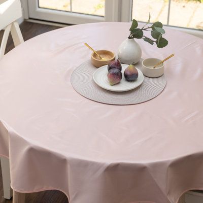 Peach Plain 140cm round Eco Line PVC Free Polyester Tablecloth