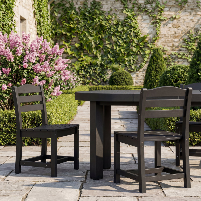 Chaises de salle à manger d'extérieur en PEHD (ensemble de 2), Noir