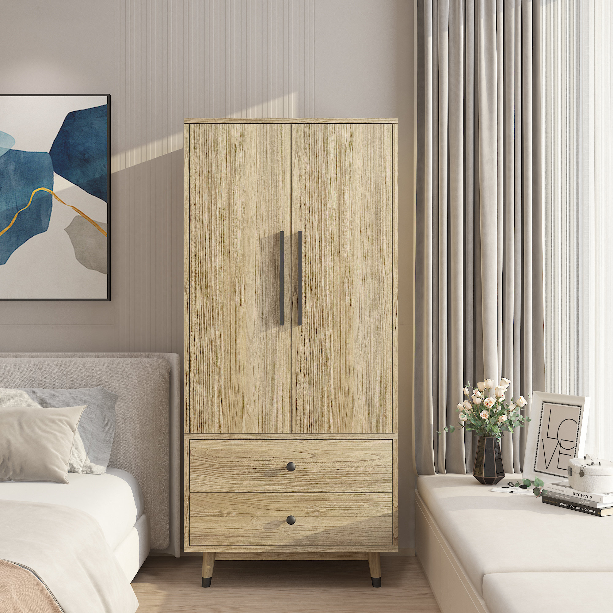 Wade Logan® Ranck Manufactured Wood Armoire | Wayfair