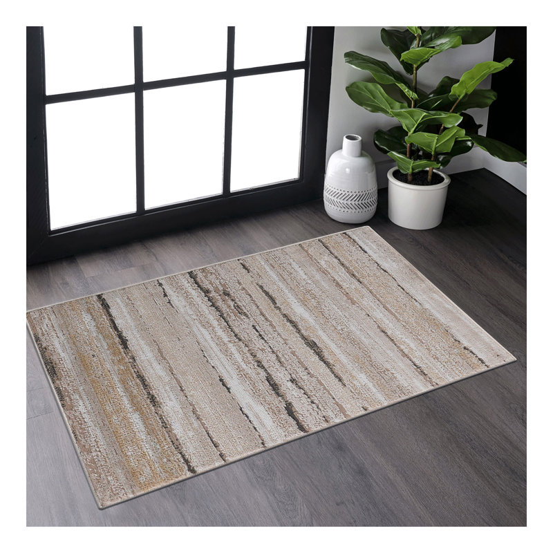 Collection Brown /Striped Non-Shedding Living Room Bedroom Dining Home Office Stylish and Stain Resistant Area Rug