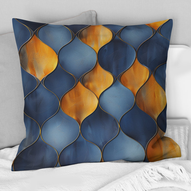 Coussin Ogee Patten I bleu et moderne, H 18 po x l 18 po