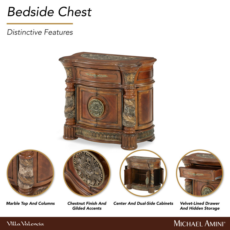 Villa Valencia Solid Wood Bedside Chest