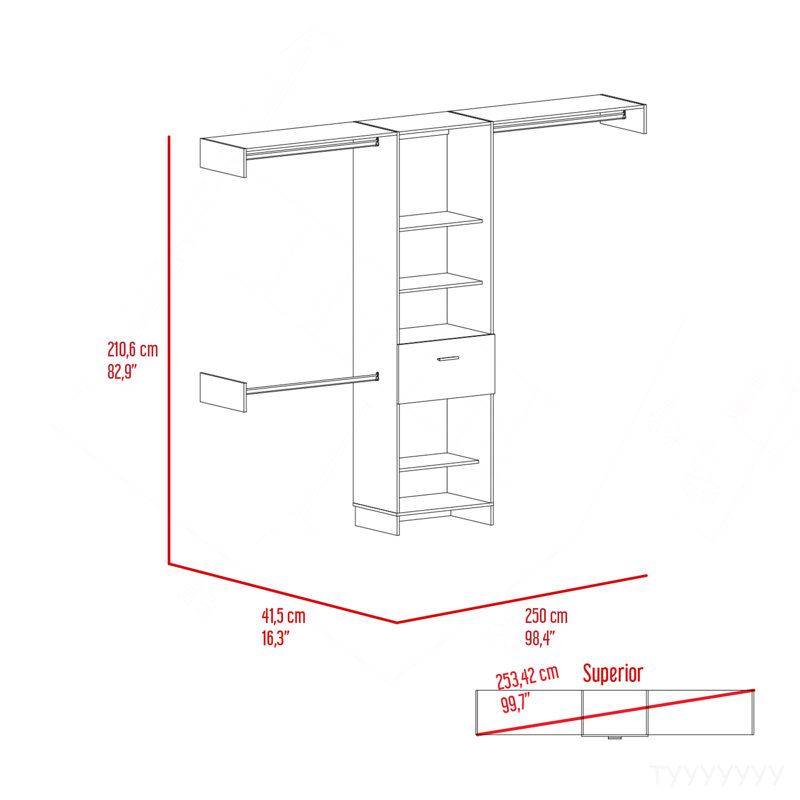 Système de rangement pour 250 personnes, chambre à coucher, noir, Noir