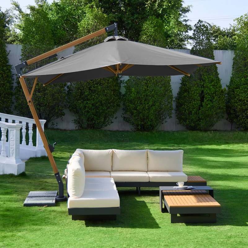 Parasol de terrasse déporté Axis de 118 pouces avec rotation à 360° et base en granit de 220 lb