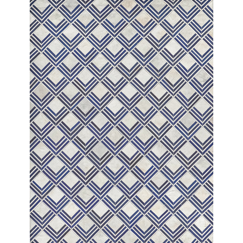 Natural Hide Cowhide Geometric Area Rug, Rectangle 9'6" x 13'6"