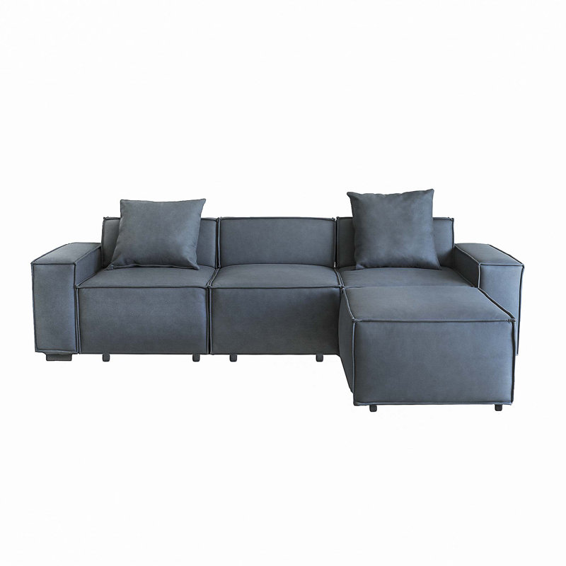 Canapé à accoudoirs carrés 102,4 po Bodhin, Polyester à 100 % bleu gris