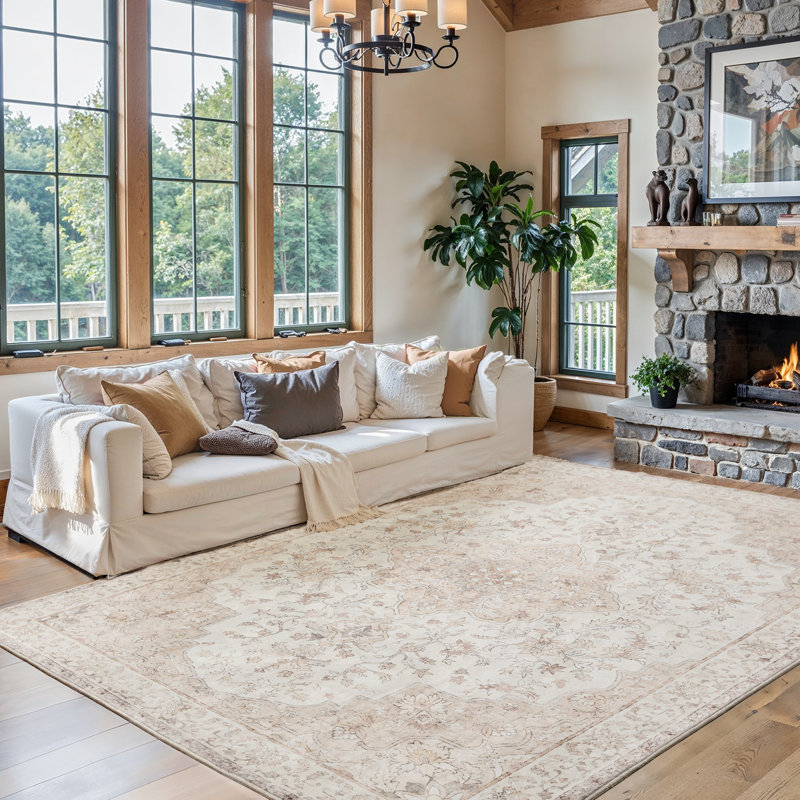 Area Rugs Machine Washable living Room Rugs 8'x10' Oriental Inspired Rugs  with Non-Slip Backing for High Traffic Area, Living Room, Bed Room, Kitchen, Hallway, Entryway Rug