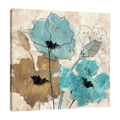«Blue and Brown Poppies» par Tre Sorelle Studios - reproduction sur toile