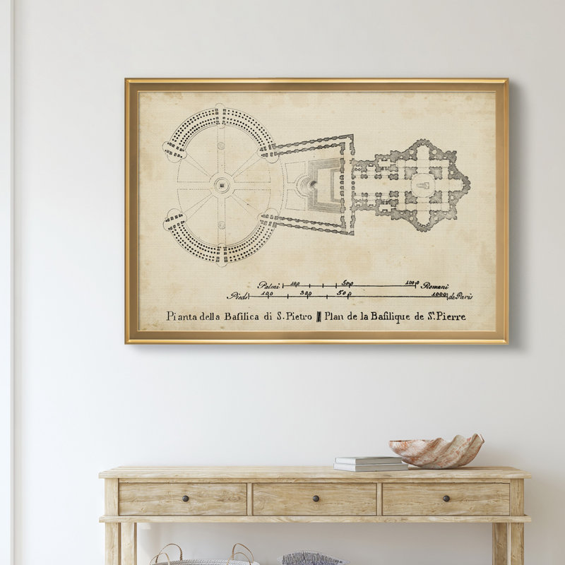 «Plan for St Peter's Basilica», impression sur toile encadrée, Doré, H 18,5 po x l 24,5 po x P 1,5 po