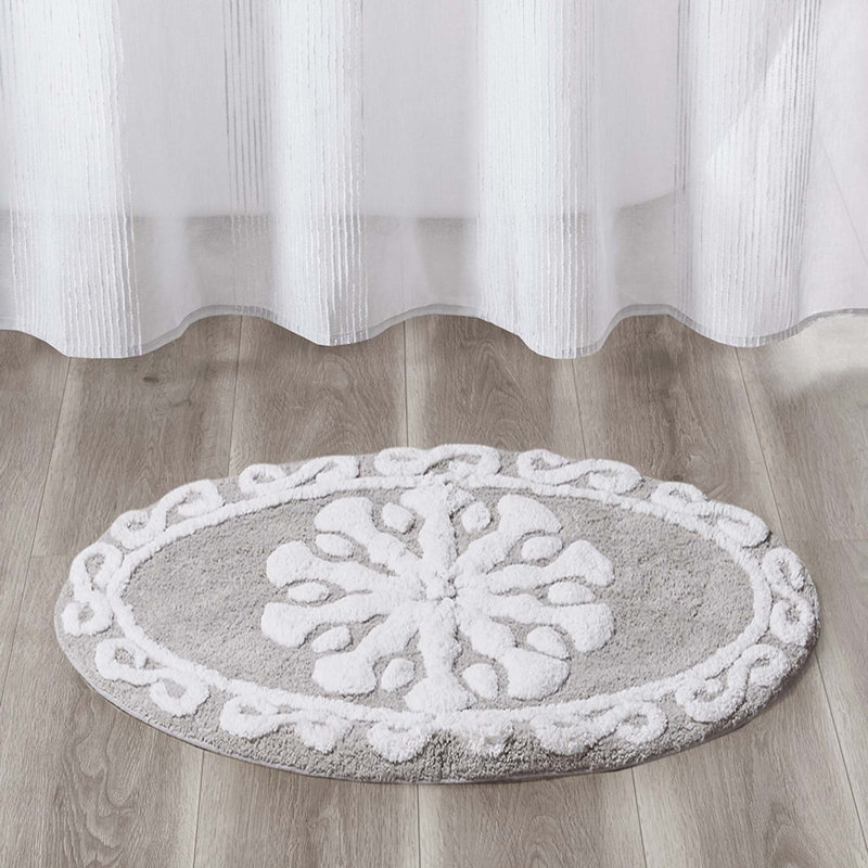 Medallion Cotton Tufted Bath Rug, Taupe, 0.5" L x 25" W