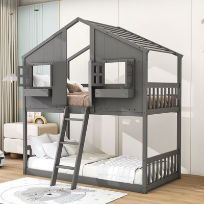 Aleks Kids Twin Over Twin Bunk Bed