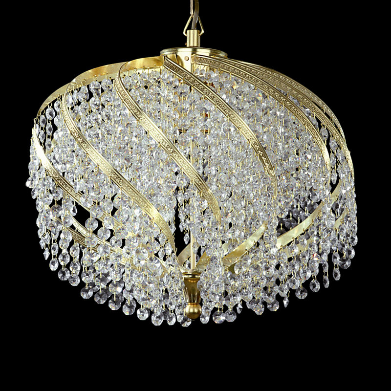 3 - Light Crystal Chandelier, Brass