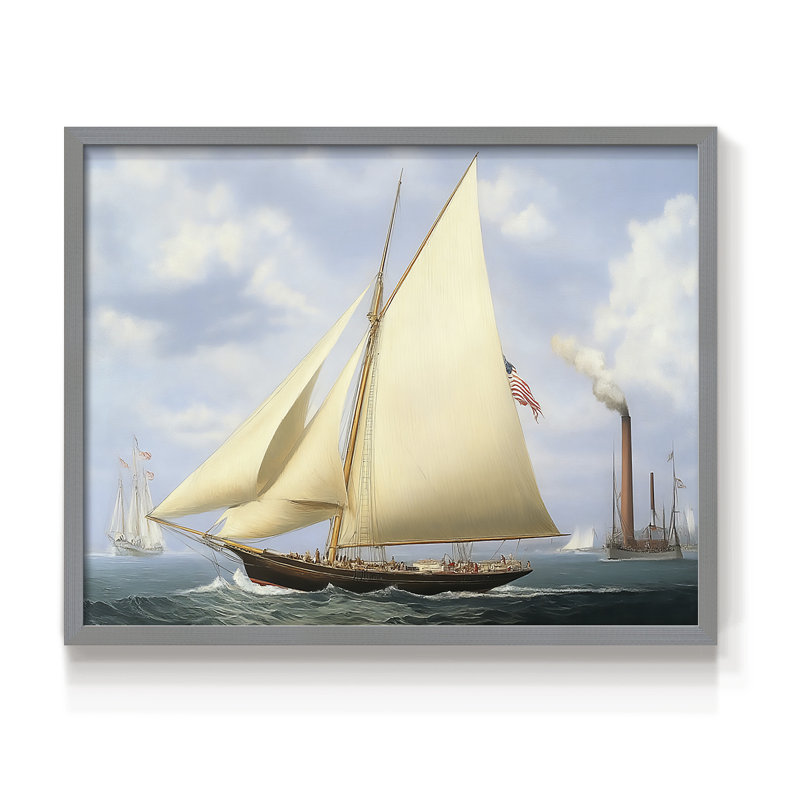 Série nautique - Lxxxix - Impression encadrée - réversible, H 11 po x l 14 po, Gris