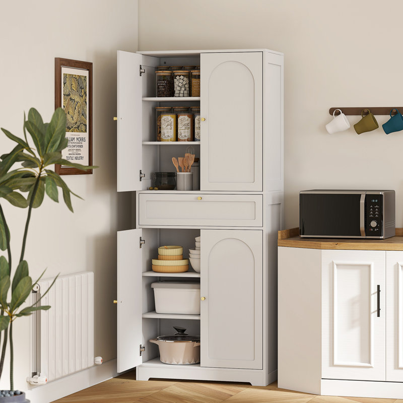 Armoire de rangement avec portes 72,4 po de hauteur, blanc