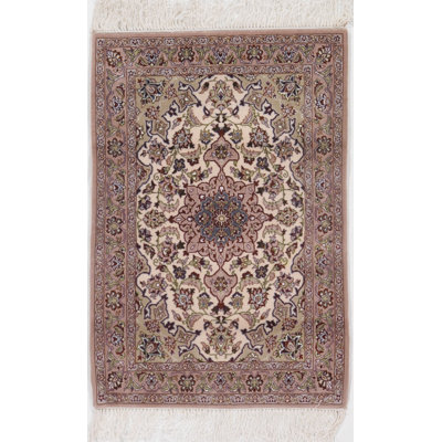 Tapis unique noué à la main beige / crème de 2 pi 4 po x 3 pi 5 po Greiner