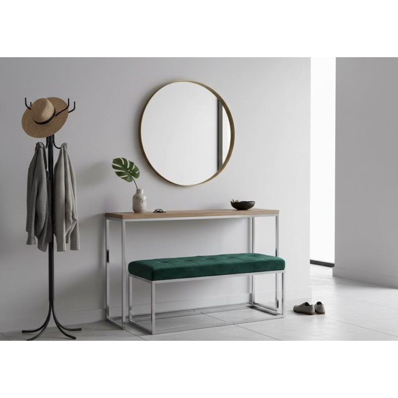 Banc de salle à manger en velours Harper, Chrome chrome