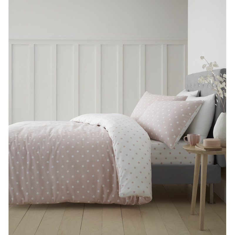 Dotty Duvet Cover Set, 135 x 200cm Duvet Cover + 1 Standard Pillowcase, Grey