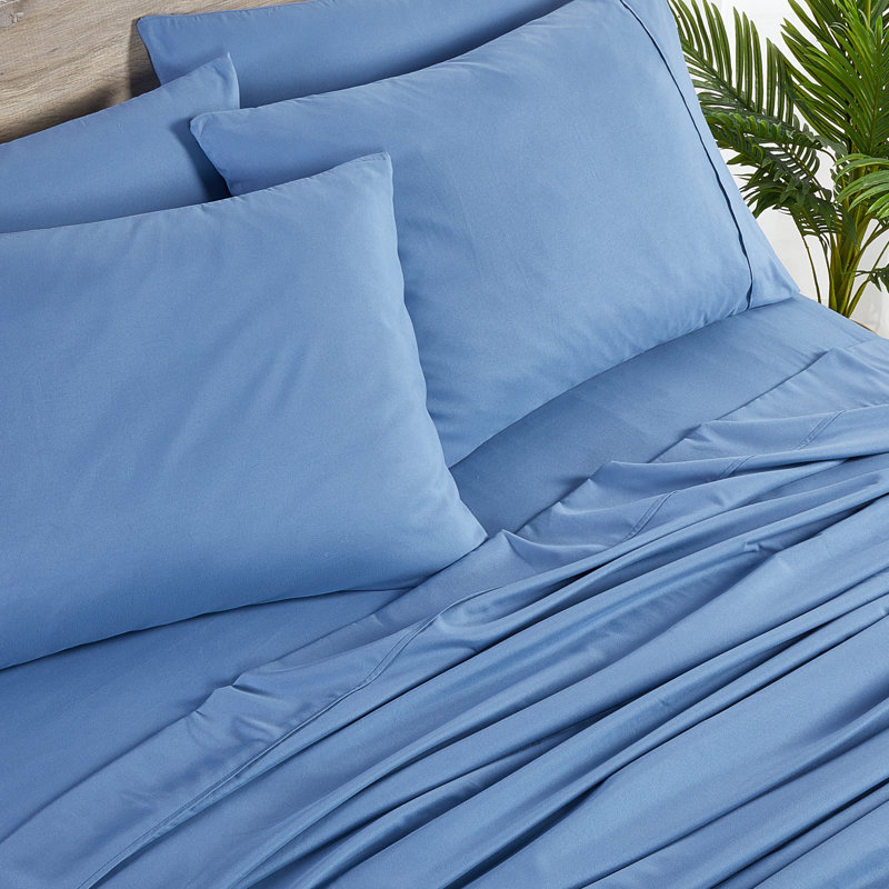 Bibb Home 2000 Count 6-Piece Rayon From Bamboo Sheet Set with Snug Grip, California King Sheet Set with 4 Pillowcases