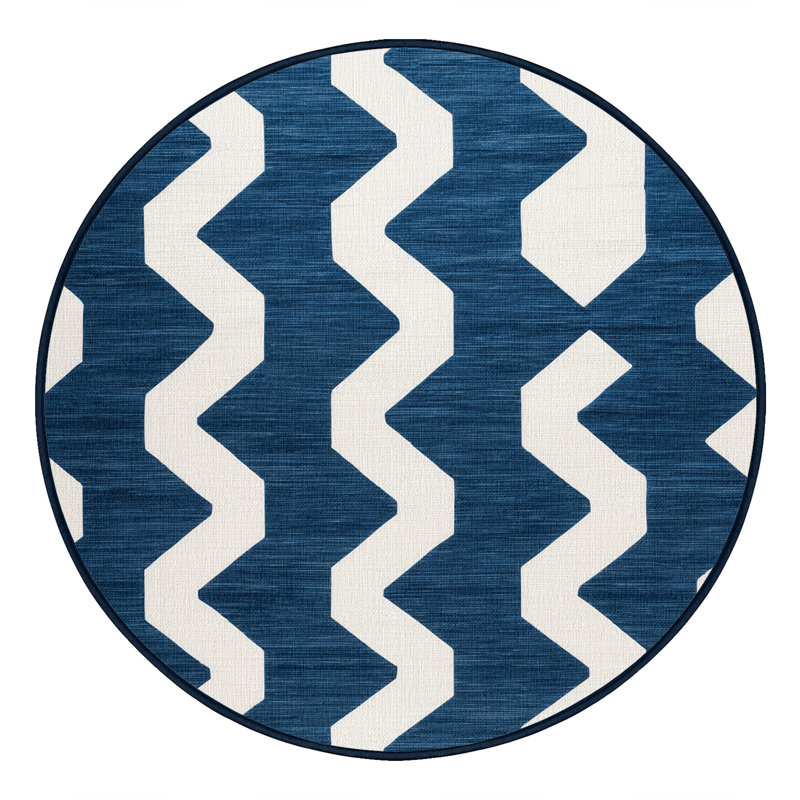 Machine Washable Botanical Brown Area Rug, Round 4'