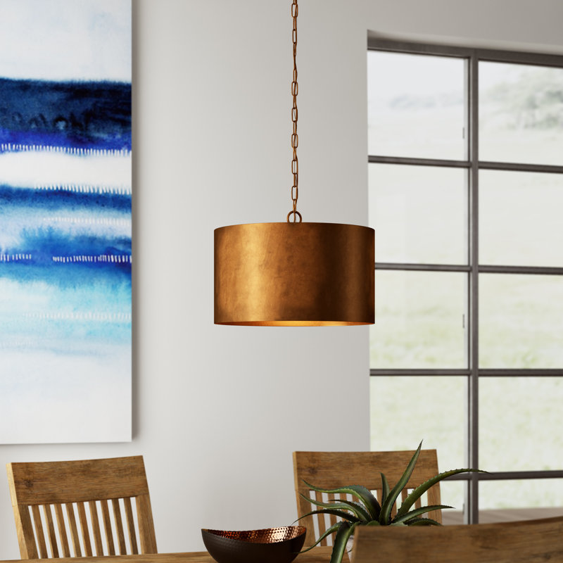 Luminaire suspendu cylindrique à 1 lumière Rosamund, Laiton