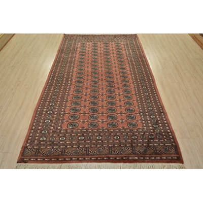 Tapis oriental en laine rose tribal noué à la main 6 pi 2 po x 9 pi Bokhara