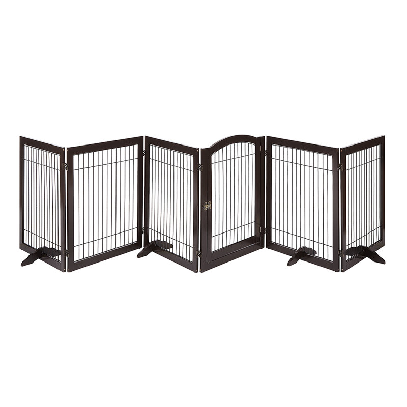 Free Standing Pet Gate With Door, Espresso