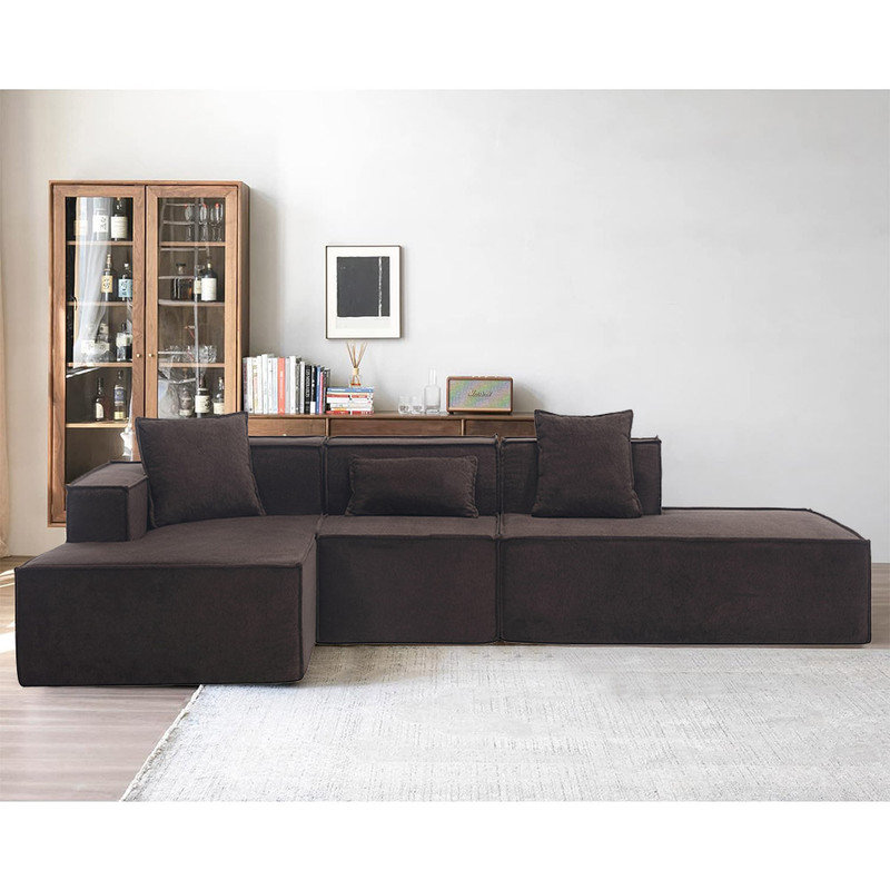 Modern Modular Boneless Sectional Sofa, Italian Minimalist Tofu Block, Large Sectional Couch for Living Room