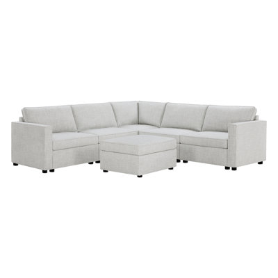Canapé modulaire de rangement en L à assise en L 109,84 po Hymes avec coussin détachable, canapé modulaire avec repose-pieds