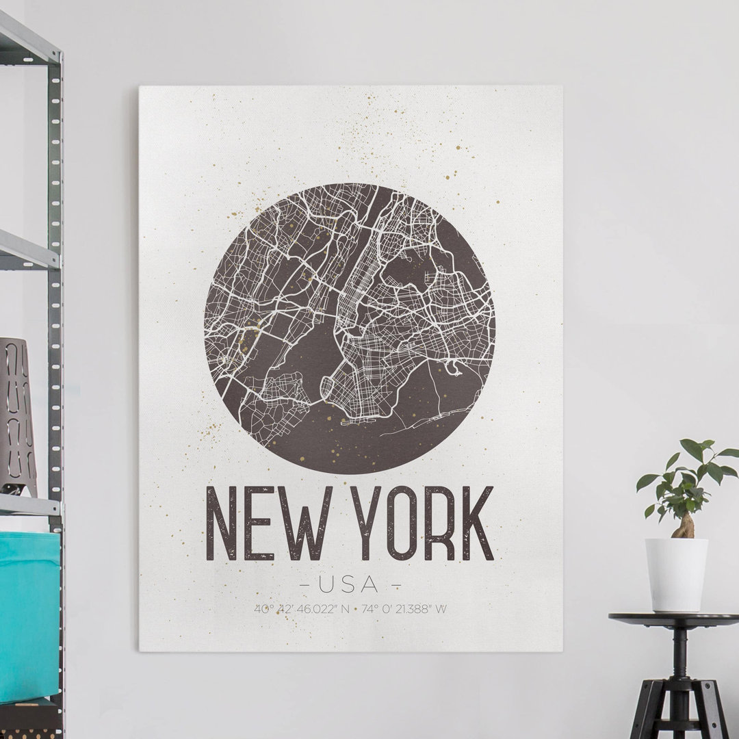 Leinwandbild New Yorker Stadtplan – Retro