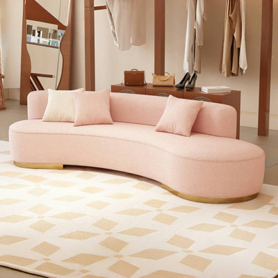 French Simple Cream Style Pink Sofa