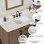 Meuble-lavabo simple 48 po Solon avec comptoir en pierre frittée Calacatta, évier et dosseret, bois massif, pré-assemblé-711246094