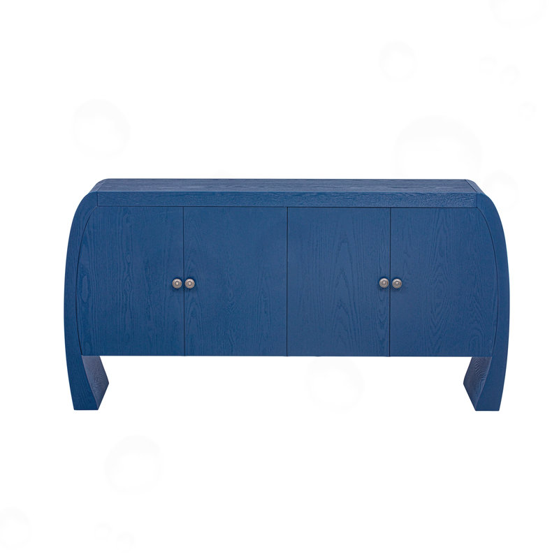 Four-Door Crowley with Curved Leg Design, Navy Blue